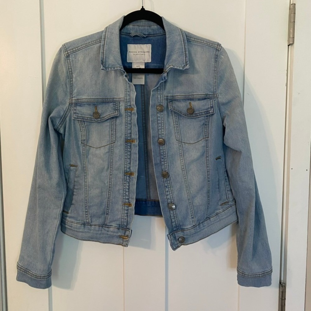 Social Standard by Sanctuary Classic Light Blue Jean Jacket XS Soft Stretch
